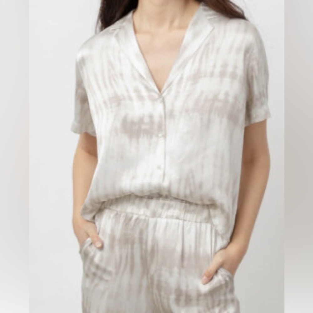 Rails Maui Sand Satin Tie-Dye Set in Beige and Cream